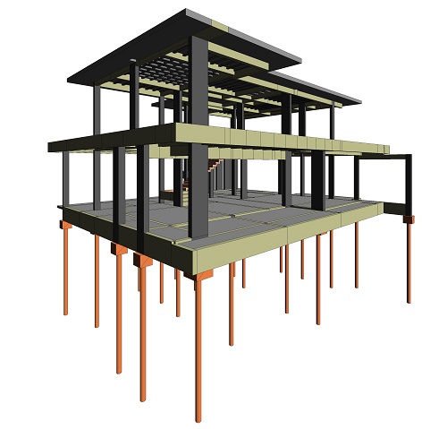 Projeto estrutural de residência unifamiliar com 360m² em concreto armado em Florianópolis – SC. Desenvolvido por engenheiro civil Felipe Dircksen na Grande Florianópolis.