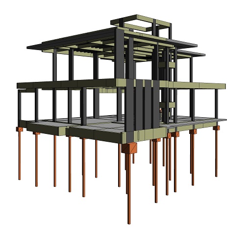 Projeto estrutural de residência unifamiliar com 360m² em concreto armado em Florianópolis – SC. Desenvolvido por engenheiro civil Felipe Dircksen na Grande Florianópolis.