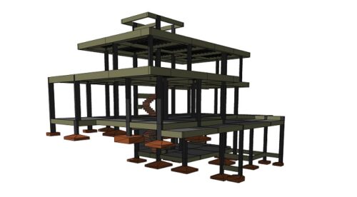 Projeto estrutural de residência unifamiliar com 400m² no bairro Pantanal, Florianópolis – SC. Desenvolvido por engenheiro civil Felipe Dircksen na Grande Florianópolis.