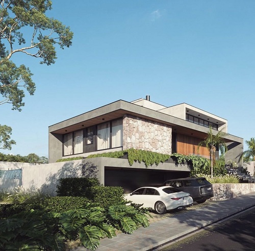 Modelo 3D de projeto estrutural em concreto armado de edificação residencial em Pedra Branca - Palhoça - SC. Desenvolvido por engenheiro civil Felipe Dircksen na Grande Florianópolis.