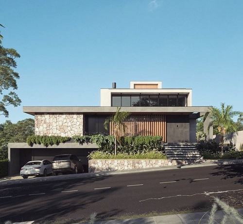 Modelo 3D de projeto estrutural em concreto armado de edificação residencial em Pedra Branca - Palhoça - SC. Desenvolvido por engenheiro civil Felipe Dircksen na Grande Florianópolis.