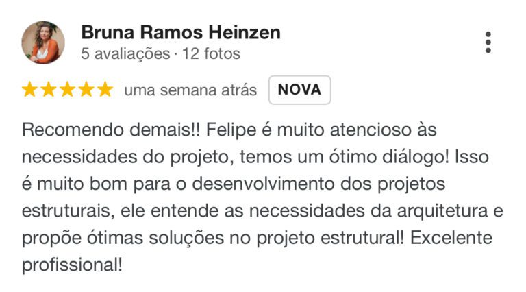 Depoimentos de clientes sobre serviços de engenharia estrutural e laudos técnicos