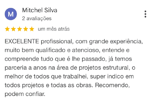 Depoimentos de clientes sobre serviços de engenharia estrutural e laudos técnicos
